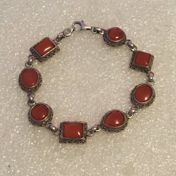 Gorgeous and vintage sterling silver carnelian stone bracelet - Picture 1 of 12